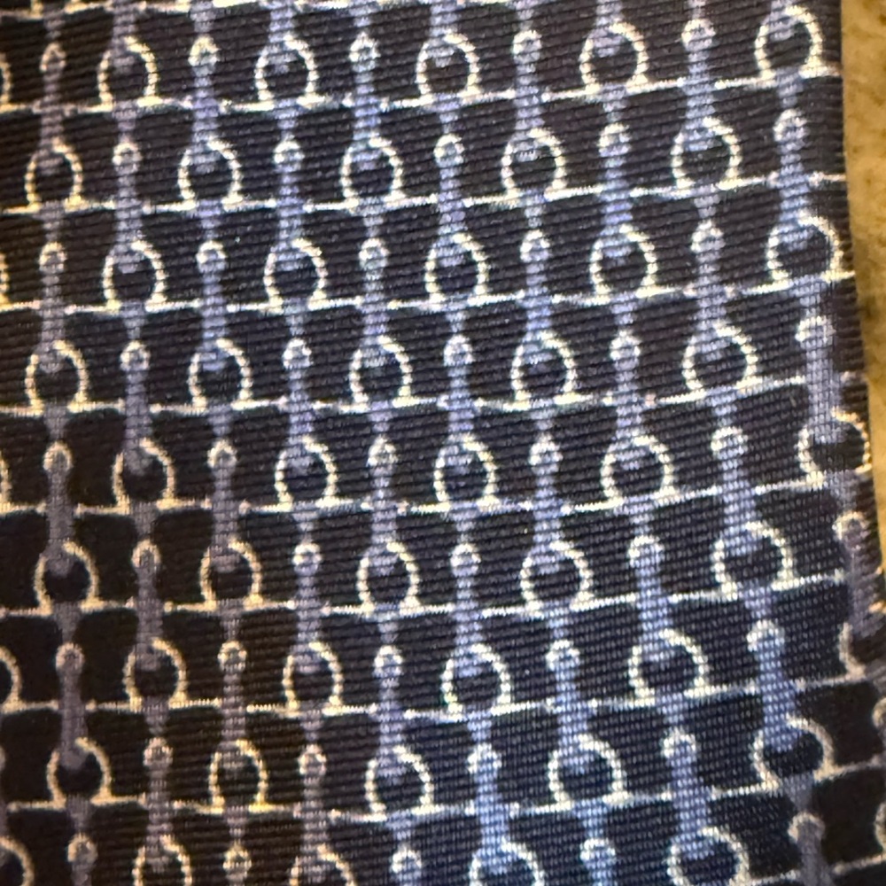 Saks Fifth Avenue Navy and White‎ Geometric Tie - Picture 2 of 4